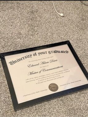 Framed Diploma Wall Art in Black Frame
